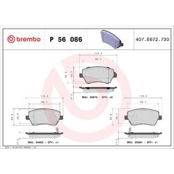 Sada brzdových platničiek kotúčovej brzdy BREMBO P 56 086