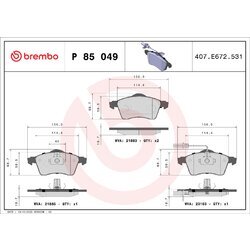 Sada brzdových platničiek kotúčovej brzdy BREMBO P 85 049