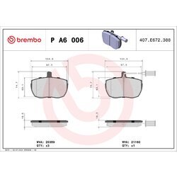 Sada brzdových platničiek kotúčovej brzdy BREMBO P A6 006