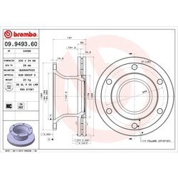 Brzdový kotúč BREMBO 09.9493.60