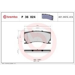 Sada brzdových platničiek kotúčovej brzdy BREMBO P 36 024