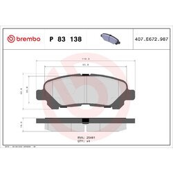 Sada brzdových platničiek kotúčovej brzdy BREMBO P 83 138