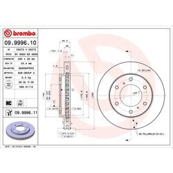 Brzdový kotúč BREMBO 09.9996.11