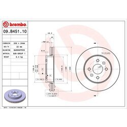 Brzdový kotúč BREMBO 09.B451.10