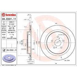 Brzdový kotúč BREMBO 09.E031.11