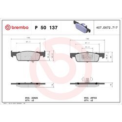 Sada brzdových platničiek kotúčovej brzdy BREMBO P 50 137