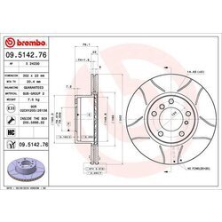 Brzdový kotúč BREMBO 09.5142.76