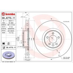 Brzdový kotúč BREMBO 09.A773.11