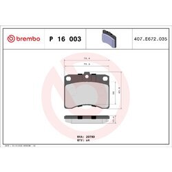 Sada brzdových platničiek kotúčovej brzdy BREMBO P 16 003