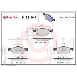 Sada brzdových platničiek kotúčovej brzdy BREMBO P 28 044