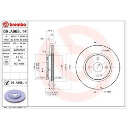 Brzdový kotúč BREMBO 09.A968.11