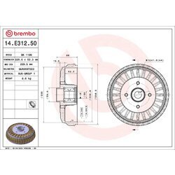 Brzdový bubon BREMBO 14.E312.50