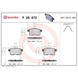 Sada brzdových platničiek kotúčovej brzdy BREMBO P 28 072X