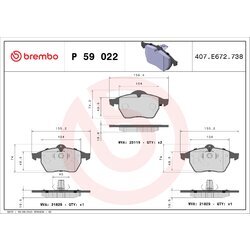 Sada brzdových platničiek kotúčovej brzdy BREMBO P 59 022