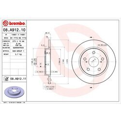 Brzdový kotúč BREMBO 08.A912.11