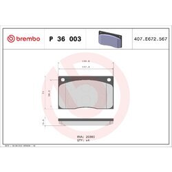 Sada brzdových platničiek kotúčovej brzdy BREMBO P 36 003