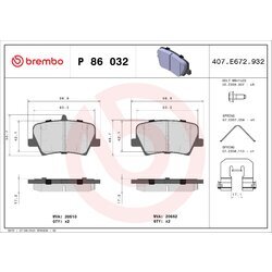 Sada brzdových platničiek kotúčovej brzdy BREMBO P 86 032