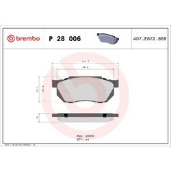 Sada brzdových platničiek kotúčovej brzdy BREMBO P 28 006