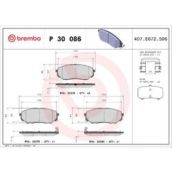 Sada brzdových platničiek kotúčovej brzdy BREMBO P 30 086