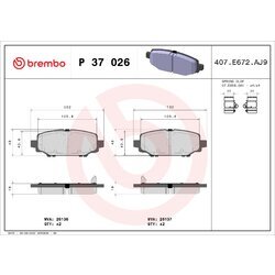 Sada brzdových platničiek kotúčovej brzdy BREMBO P 37 026