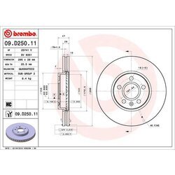 Brzdový kotúč BREMBO 09.D250.11