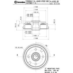 Brzdový bubon BREMBO 14.A152.20