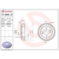 Brzdový bubon BREMBO 14.E968.10