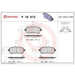 Sada brzdových platničiek kotúčovej brzdy BREMBO P 16 013X