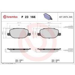 Sada brzdových platničiek kotúčovej brzdy BREMBO P 23 166