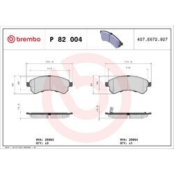 Sada brzdových platničiek kotúčovej brzdy BREMBO P 82 004