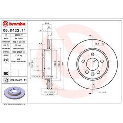 Brzdový kotúč BREMBO 09.D422.11