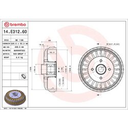 Brzdový bubon BREMBO 14.E312.60