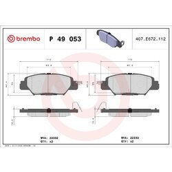 Sada brzdových platničiek kotúčovej brzdy BREMBO P 49 053