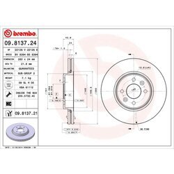 Brzdový kotúč BREMBO 09.8137.21