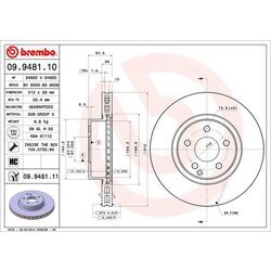 Brzdový kotúč BREMBO 09.9481.11