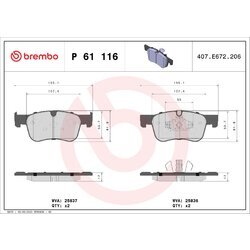 Sada brzdových platničiek kotúčovej brzdy BREMBO P 61 116