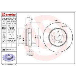 Brzdový kotúč BREMBO 08.9175.11