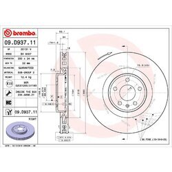 Brzdový kotúč BREMBO 09.D937.11