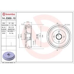 Brzdový bubon BREMBO 14.E969.10