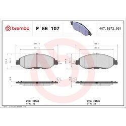 Sada brzdových platničiek kotúčovej brzdy BREMBO P 56 107