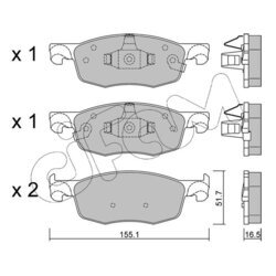 Sada brzdových platničiek kotúčovej brzdy CIFAM 822-1282-0 - obr. 1