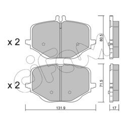 Sada brzdových platničiek kotúčovej brzdy CIFAM 822-1314-0 - obr. 1