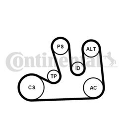 Ozubený klinový remeň - Sada CONTINENTAL - CONTITECH 5PK1750K1