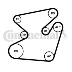 Ozubený klinový remeň - Sada CONTINENTAL - CONTITECH 6PK1950K1