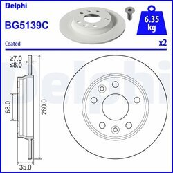 Brzdový kotúč DELPHI BG5139C