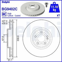 Brzdový kotúč DELPHI BG9402C