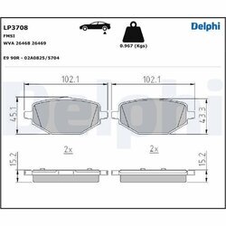 Sada brzdových platničiek kotúčovej brzdy DELPHI LP3708