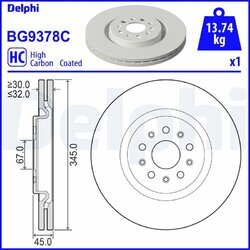 Brzdový kotúč DELPHI BG9378C