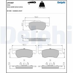 Sada brzdových platničiek kotúčovej brzdy DELPHI LP3487