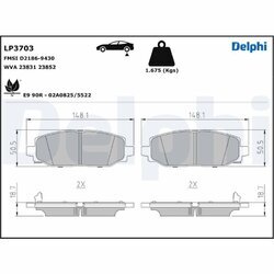 Sada brzdových platničiek kotúčovej brzdy DELPHI LP3703